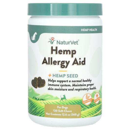 NaturVet-Hemp Allergy Aid + Hemp Seed-For Dogs-120 Soft Chews-12.6 oz (360 g)