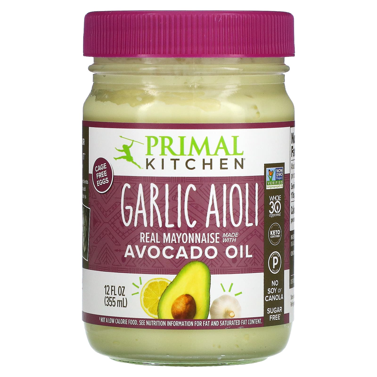 Primal Kitchen-Real Mayonnaise Made with Avocado Oil-Garlic Aioli Mayo- 12 fl oz (355 ml)