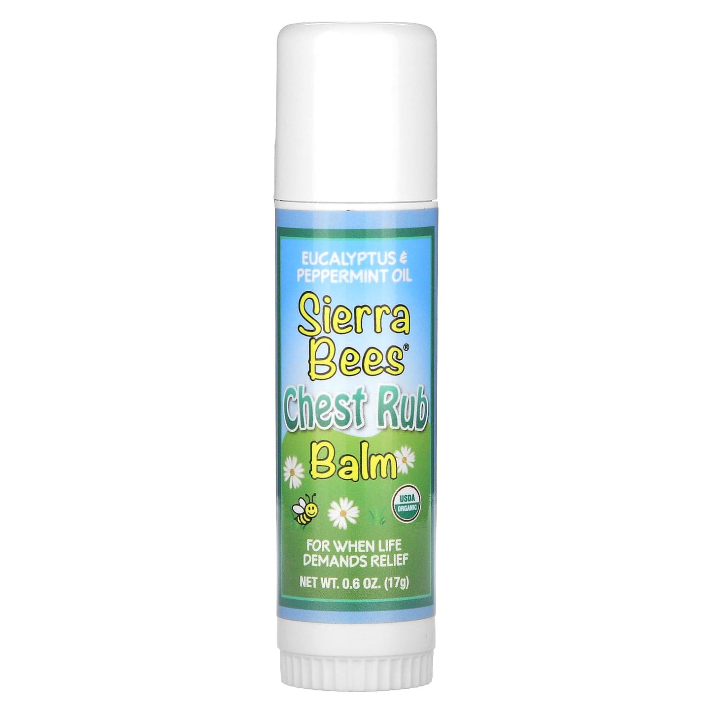 Sierra Bees-Chest Rub Balm Stick-Eucalyptus & Peppermint-0.6 oz (17 g)