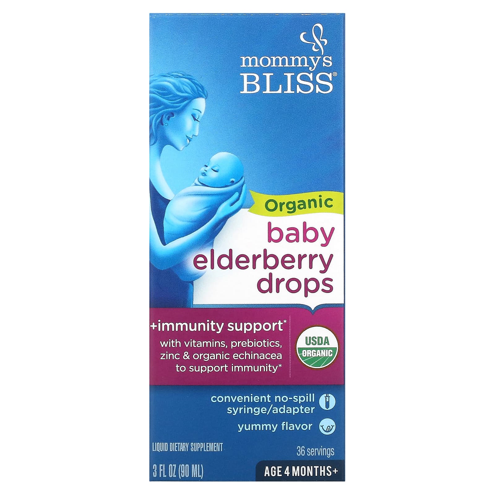 Mommy's Bliss-Organic Baby Elderberry Drops-Age 4 Months+-3 fl oz (90 ml)