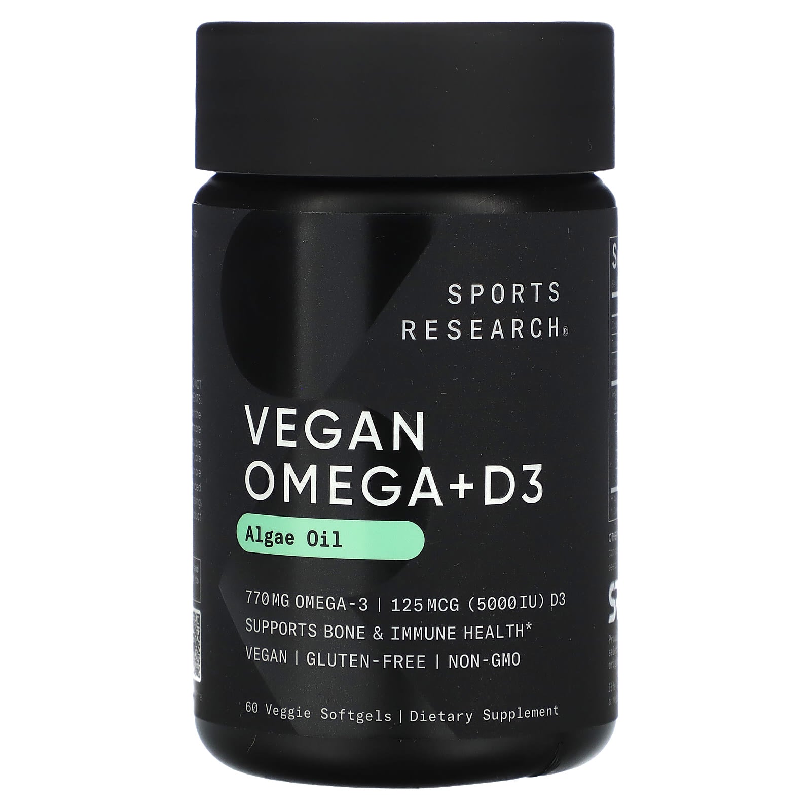 Sports Research-Vegan Omega + D3-60 Veggie Softgels