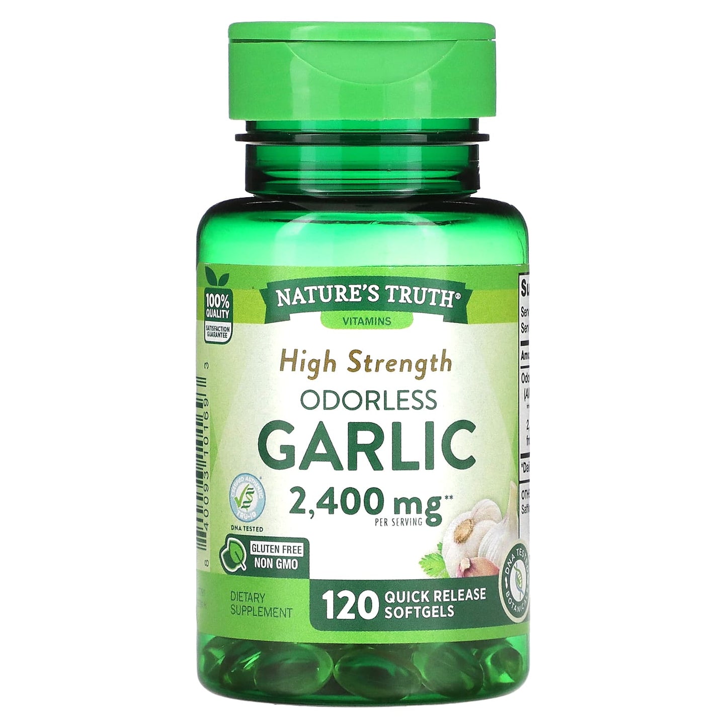 Nature's Truth-High Strength Odorless Garlic-2,400 mg-120 Quick Release Softgels (1,200 mg per Softgel)