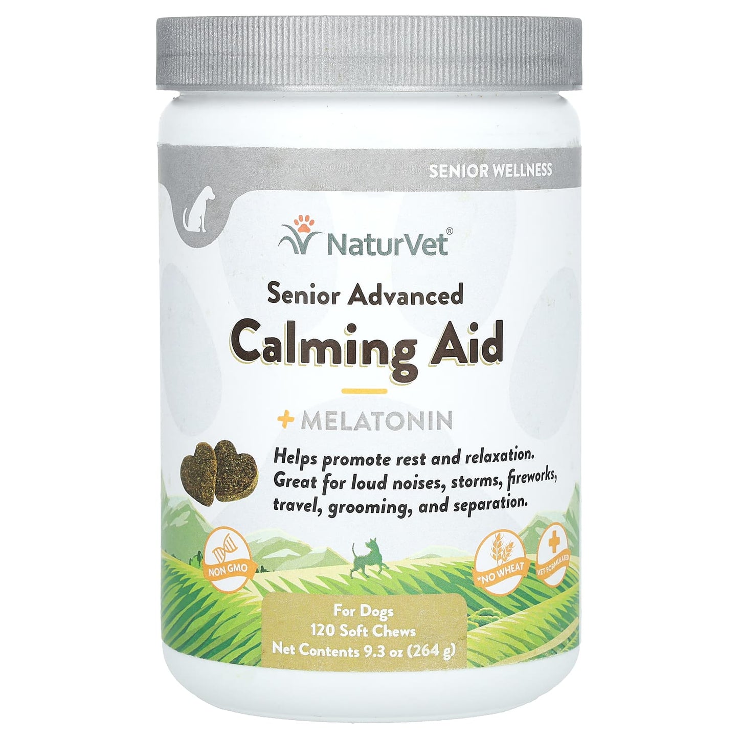 NaturVet-Senior Advanced Calming Aid + Melatonin-For Dogs-120 Soft Chews-9.3 oz (264 g)