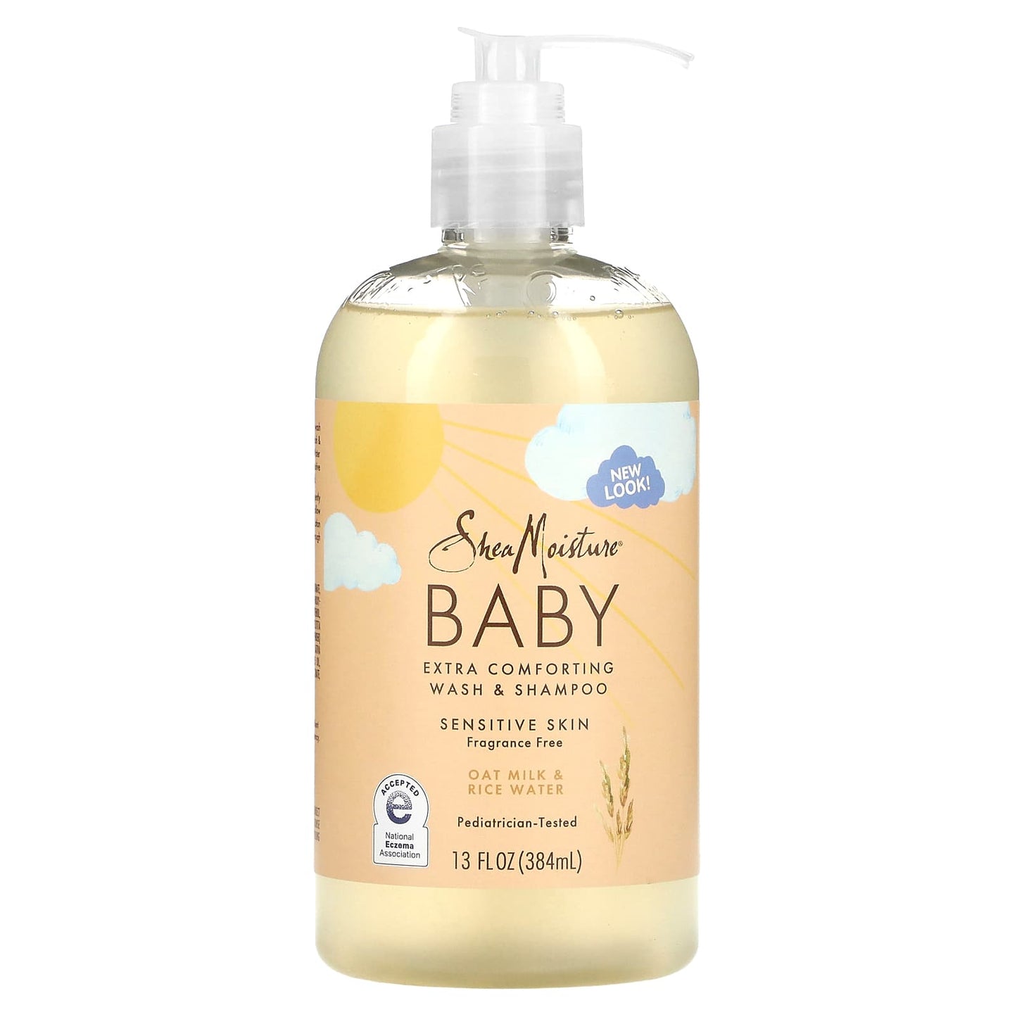 SheaMoisture-Baby Extra Comforting Wash & Shampoo-Oat Milk & Rice Water-Fragrance Free-13 fl oz (384 ml)