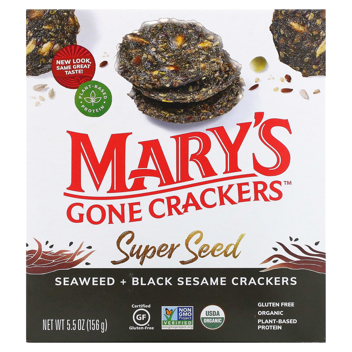 Mary's Gone Crackers-Super Seed Crackers-Seaweed & Black Sesame-5.5 oz (155 g)