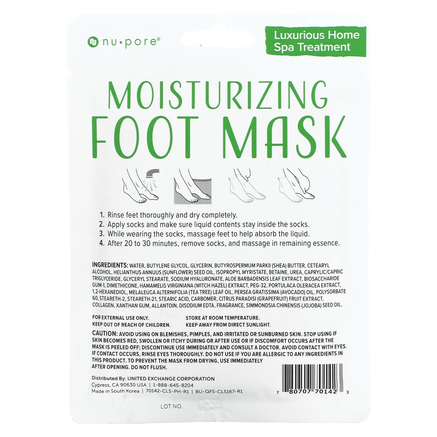 Nu-Pore, Moisturizing Foot Mask, 1 Pair