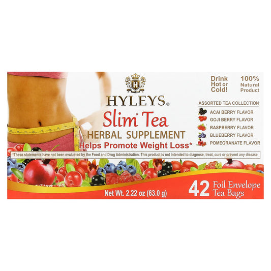 Hyleys Tea-Slim Tea-Assorted Tea Collections-42 Foil Envelope Tea Bags-0.05 oz (1.5 g) Each