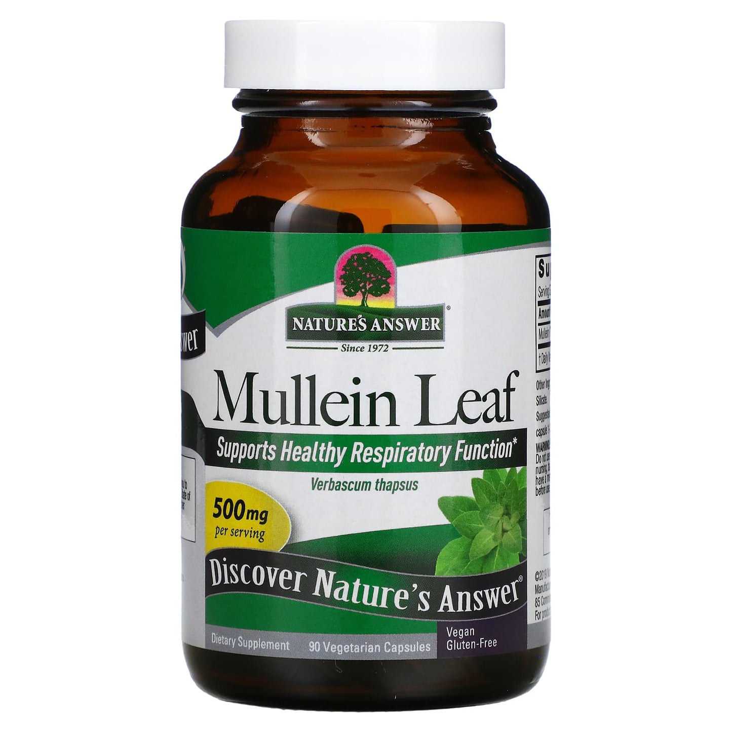 Nature's Answer, Mullein Leaf, 500 mg, 90 Vegetarian Capsules