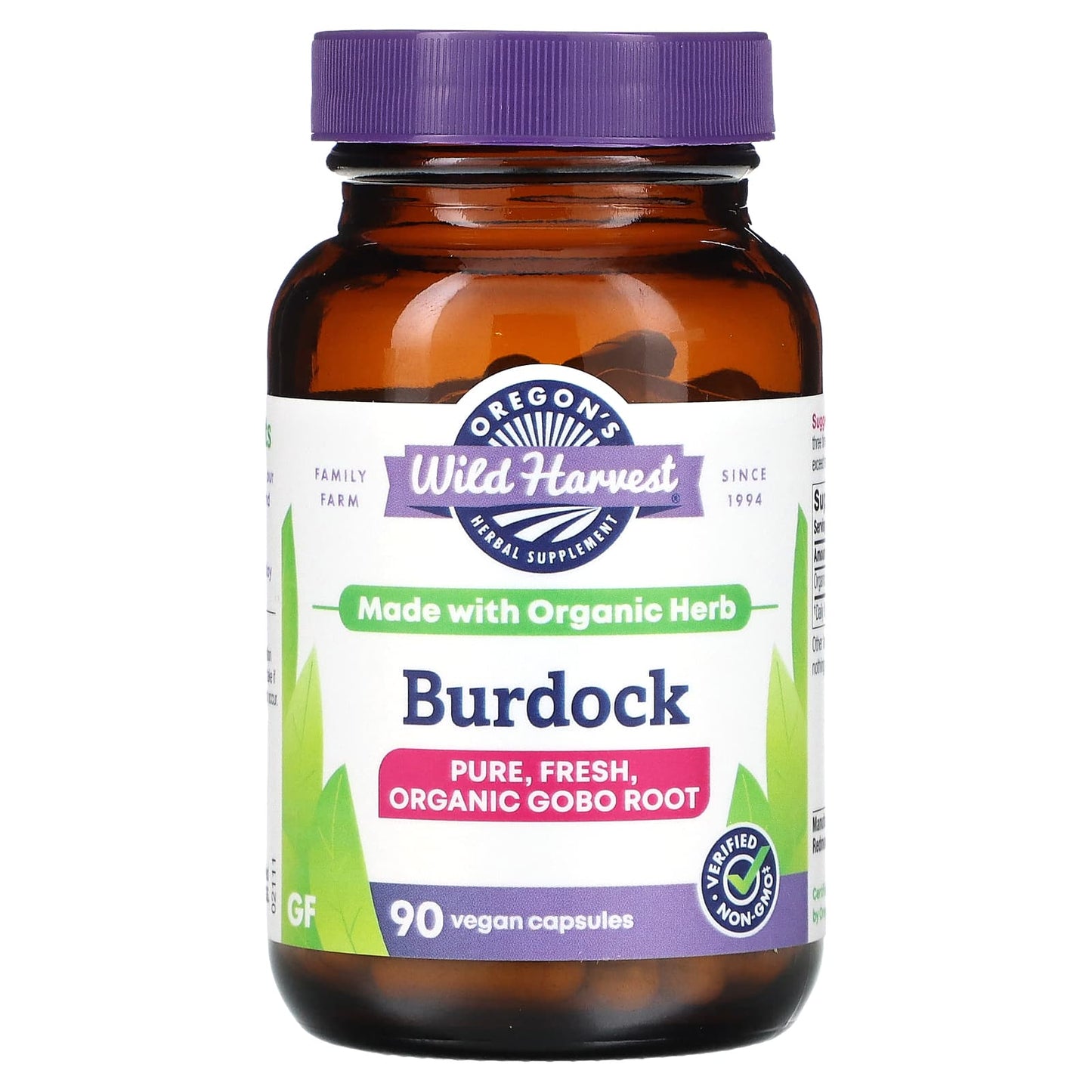 Oregon's Wild Harvest-Burdock-90 Vegan Capsules