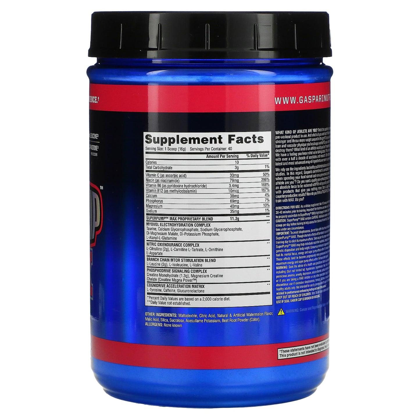 Gaspari Nutrition, SuperPump Max, Watermelon, 1.41 lbs (640 g)