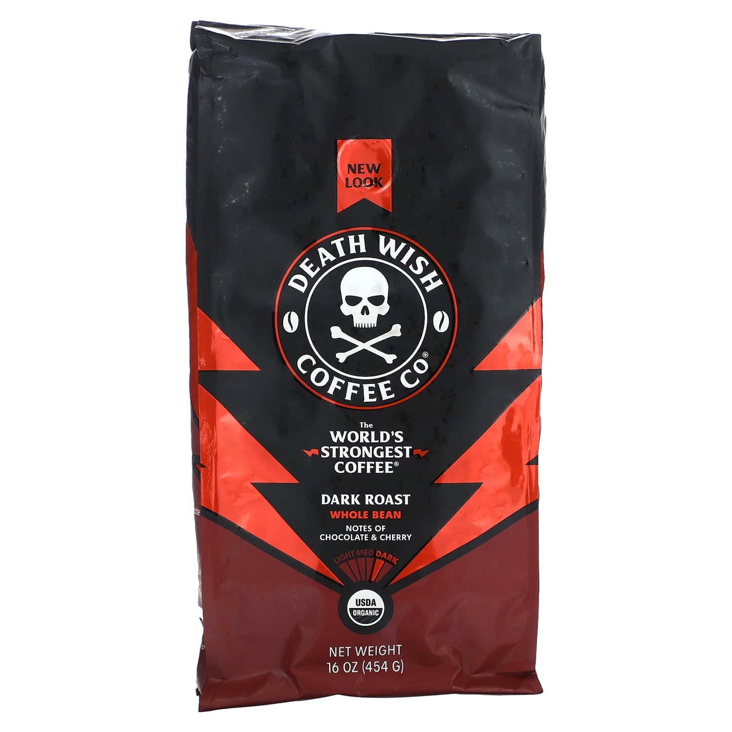 Death Wish Coffee-The World's Strongest Coffee-Whole Beans-Dark Roast-16 oz (454 g)