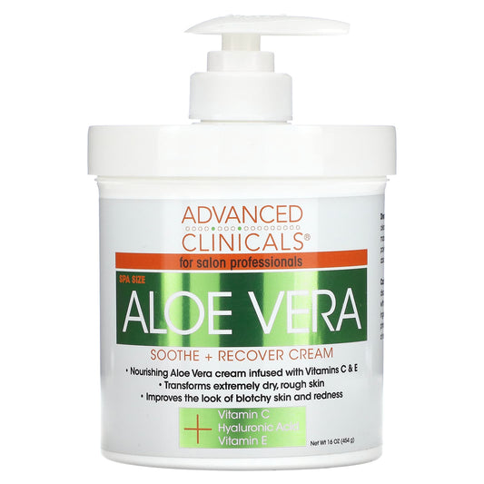 Advanced Clinicals-Aloe Vera-Soothe + Recover Cream-16 oz (454 g)