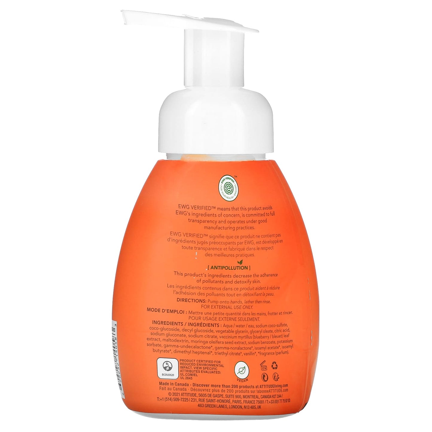 ATTITUDE, Little Leaves Science, Foaming Hand Soap, Mango, 10 fl oz (295 ml)