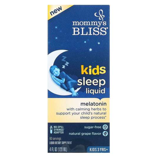 Mommy's Bliss-Kids Sleep Liquid-Melatonin-Kids 3 Yrs +-Natural Grape-4 fl oz (120 ml)