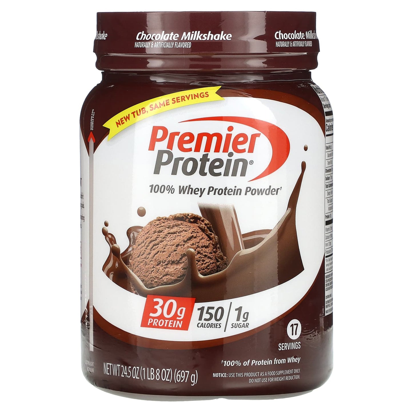 Premier Protein-100% Whey Protein Powder-Chocolate Milkshake-1 lb 8 oz (697 g)