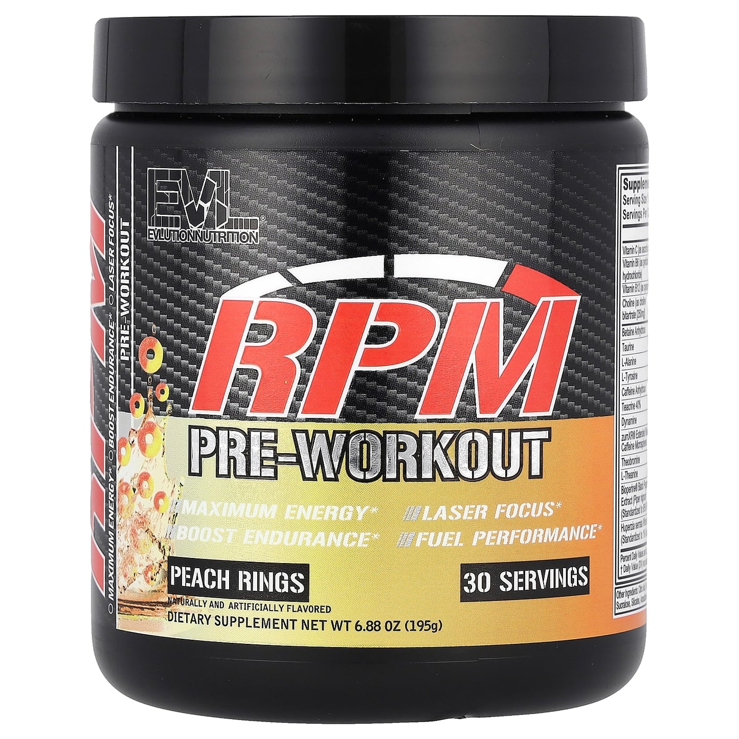 EVLution Nutrition-RPM-Pre-Workout-Peach Rings-6.88 oz (195 g)