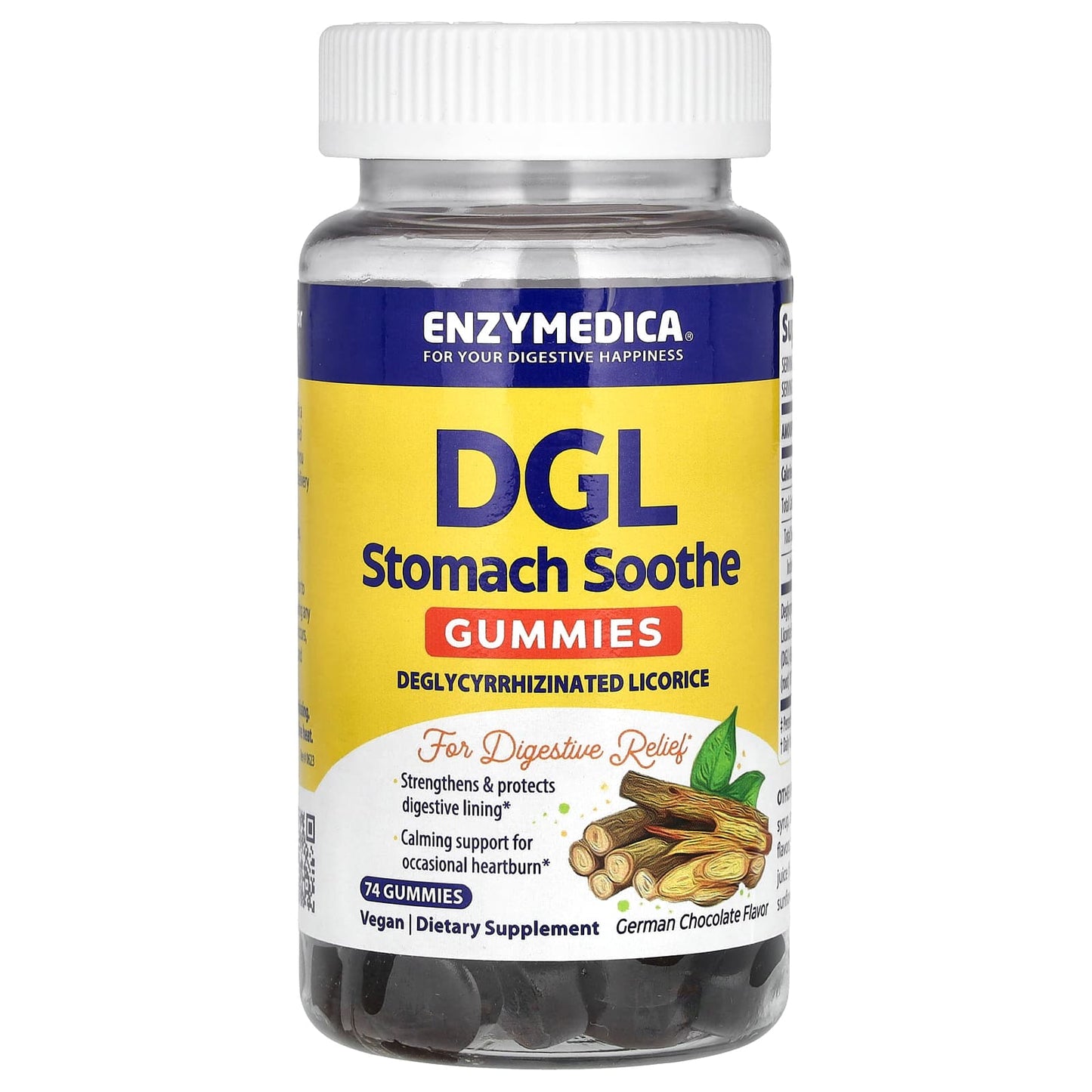 Enzymedica-DGL Stomach Soothe Gummies-German Chocolate-74 Gummies