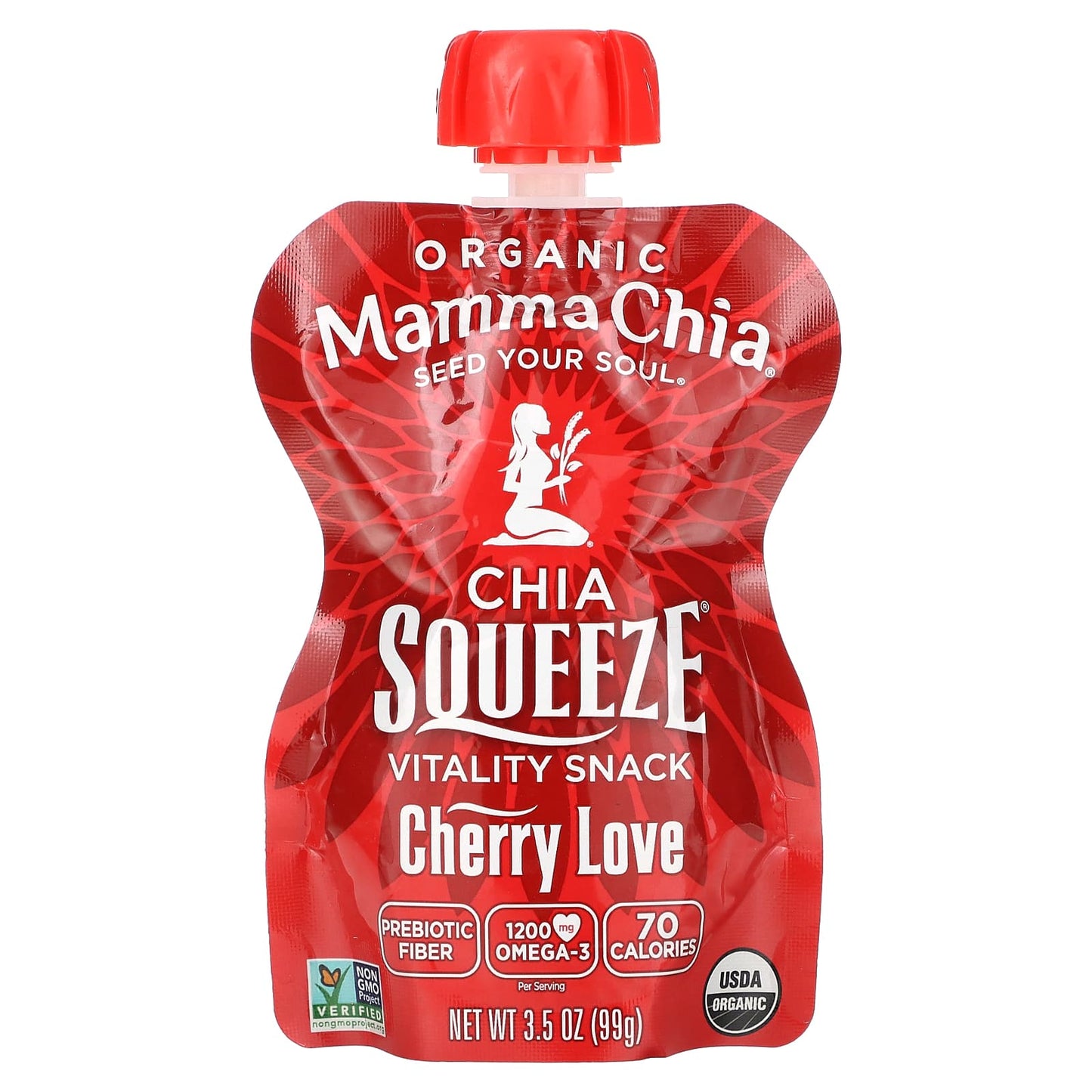 Mamma Chia, Organic Chia Squeeze, Vitality Snack, Cherry Love, 8 Squeezes, 3.5 oz (99 g) Each