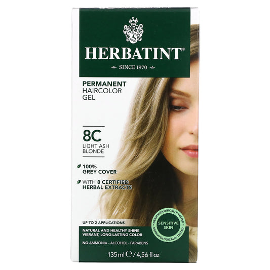 Herbatint-Permanent Haircolor Gel-8C-Light Ash Blonde-4.56 fl oz (135 ml)