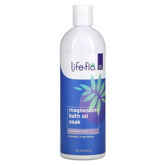 Life-flo-Magnesium Bath Oil Soak-Lavender-16 fl oz (473 ml)