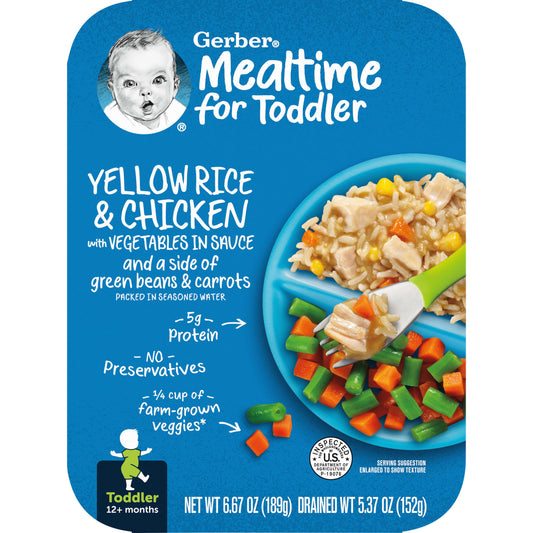 Gerber-Mealtime For Toddler-12+ Months-Yellow Rice & Chicken With Vegetables In Sauce-6.67 oz (189 g)