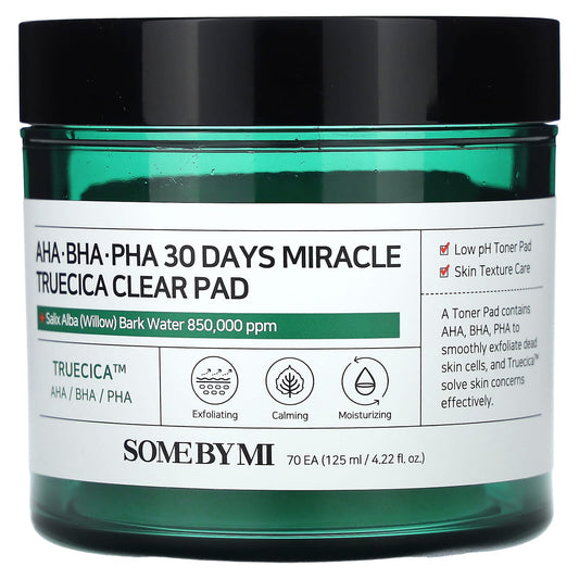 SOME BY MI-AHA/BHA/PHA-30 Days Miracle Truecica Clear Pad-70 Pads-4.22 fl oz (125 ml)