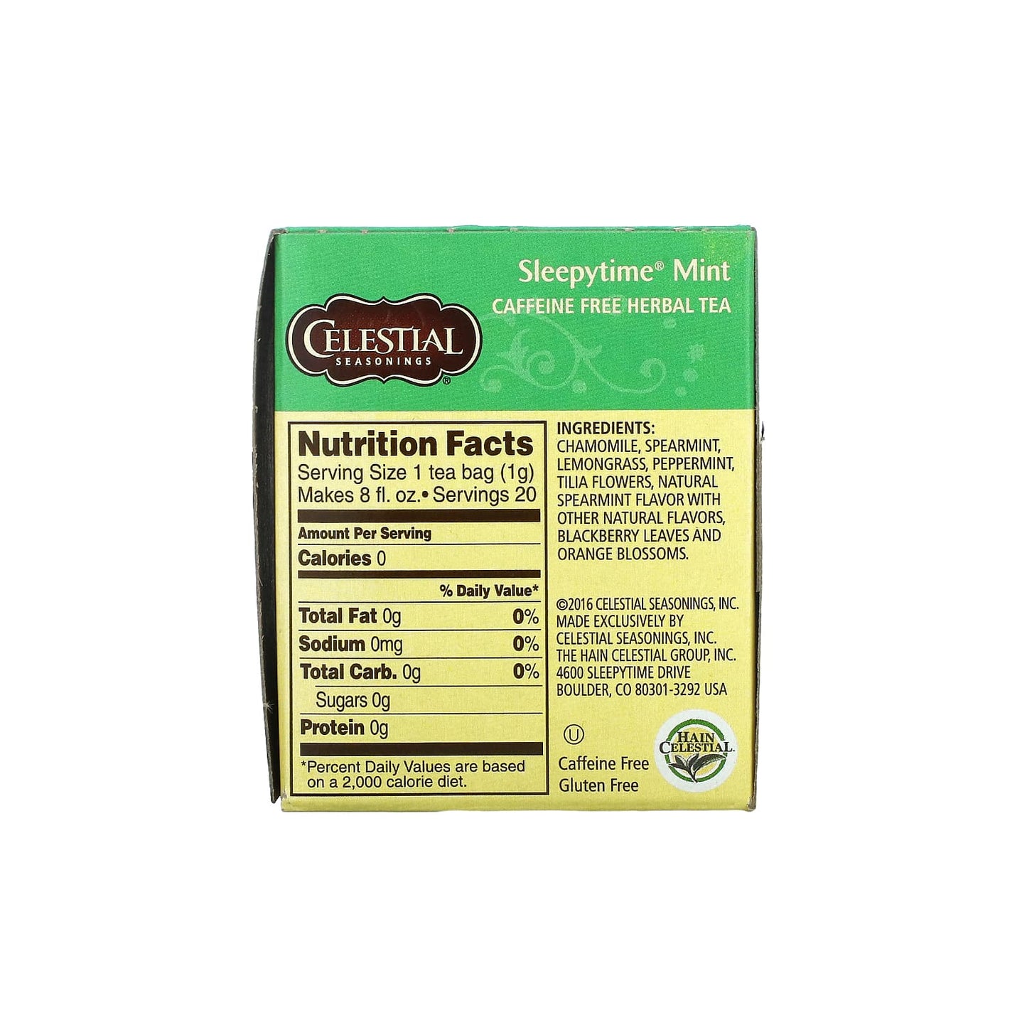 Celestial Seasonings, Herbal Tea, Sleepytime Mint, Caffeine Free, 20 Tea Bags, 1.0 oz (29 g)