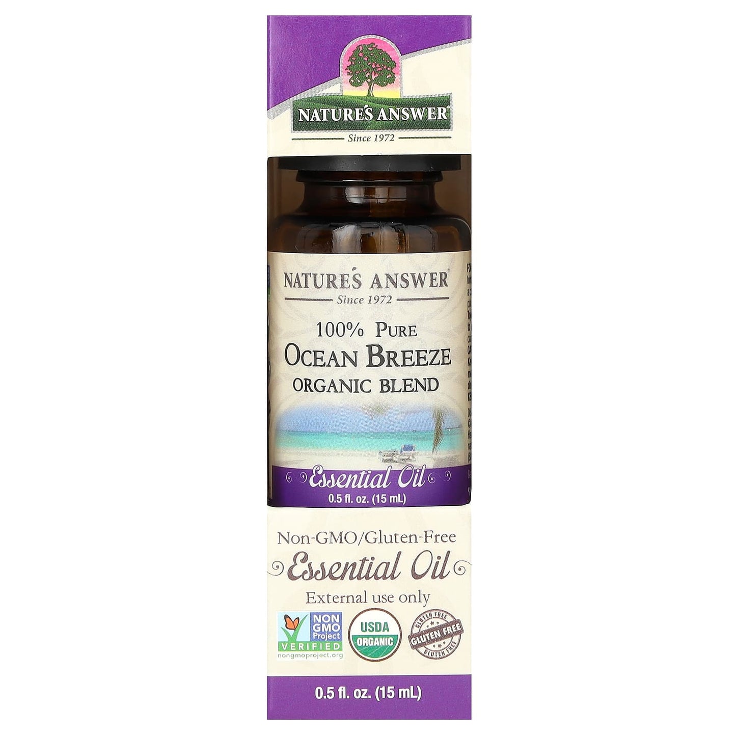 Nature's Answer, 100% Pure Organic Essential Oil Blend, Ocean Breeze, 0.5 fl oz (15 ml)