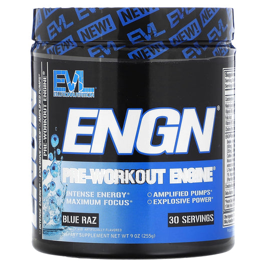 EVLution Nutrition-ENGN-Pre-Workout Engine-Blue Raz-9 oz (255 g)