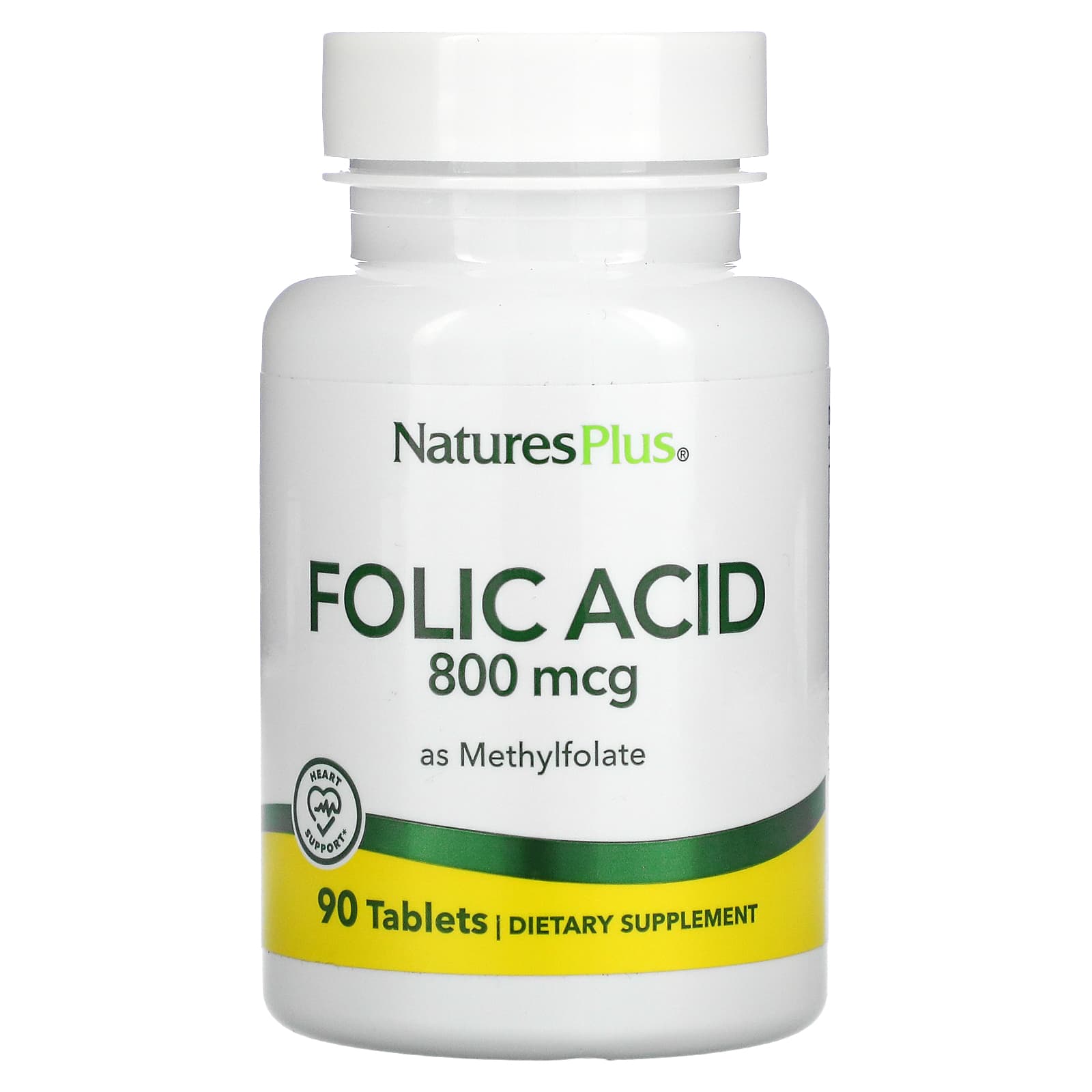 NaturesPlus-Folic Acid as Methylfolate -800 mcg-90 Tablets