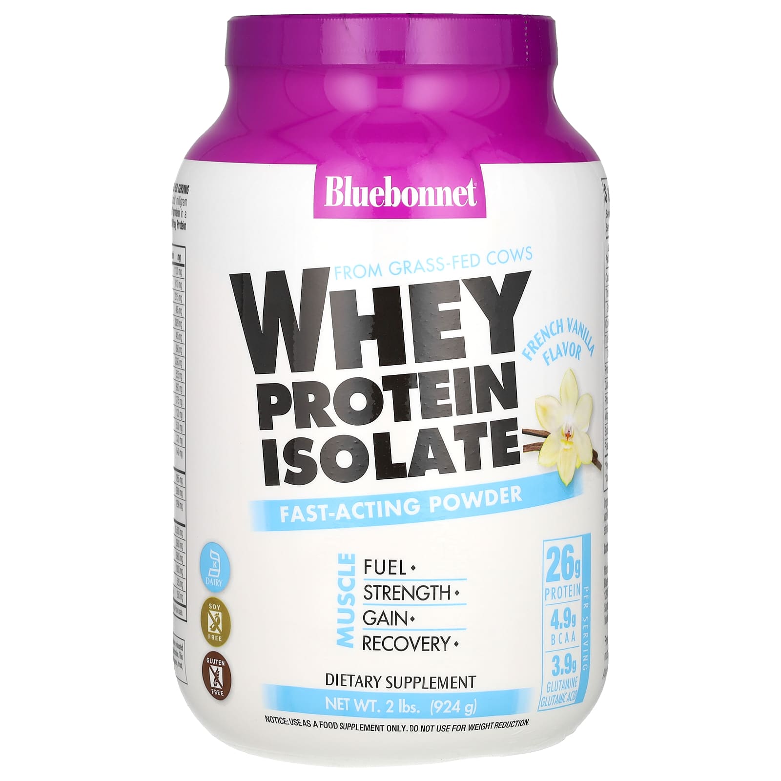 Bluebonnet Nutrition-Whey Protein Isolate-French Vanilla-2 lbs (924 g)