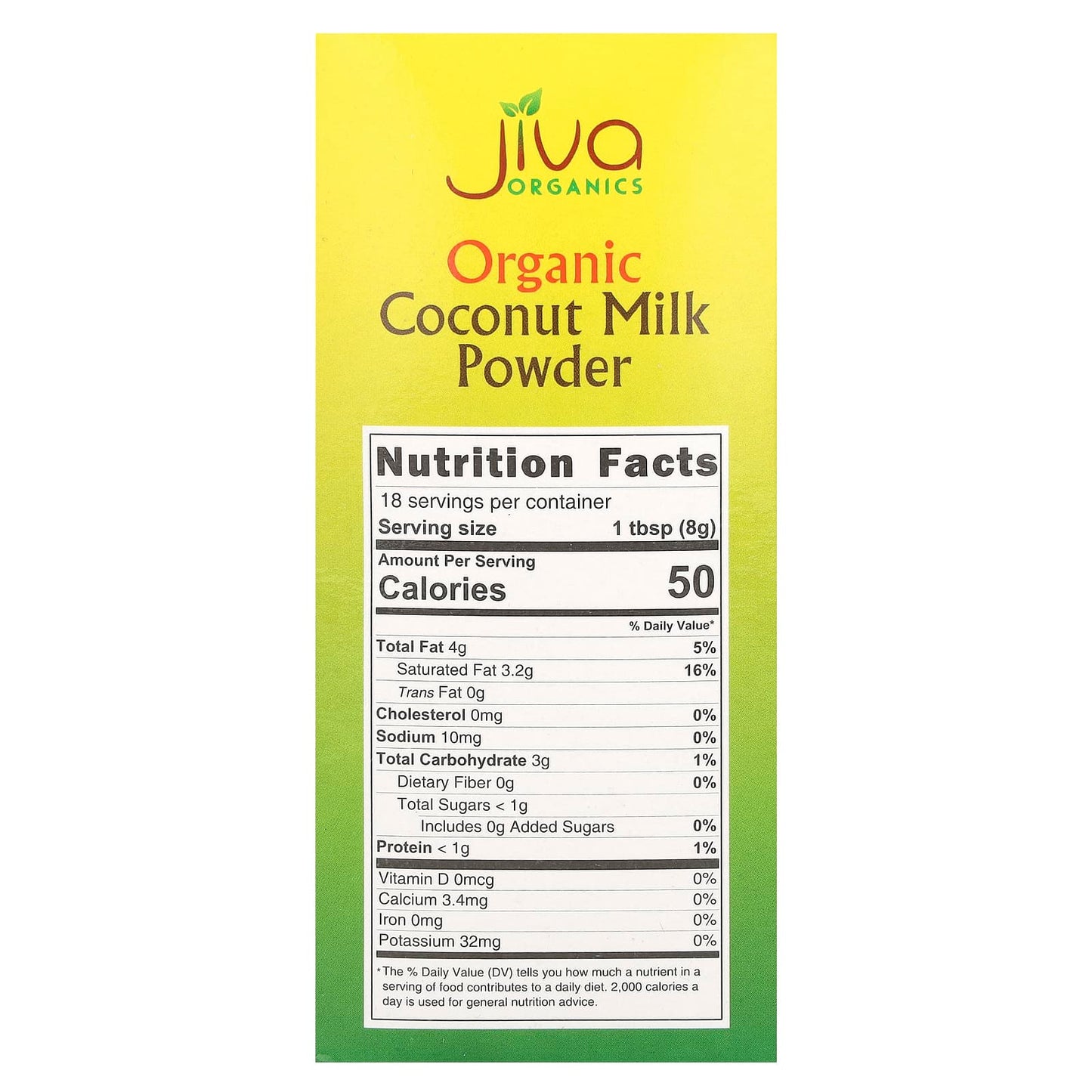 Jiva Organics, Organic Coconut Milk Powder, 5.2 oz (150 g)