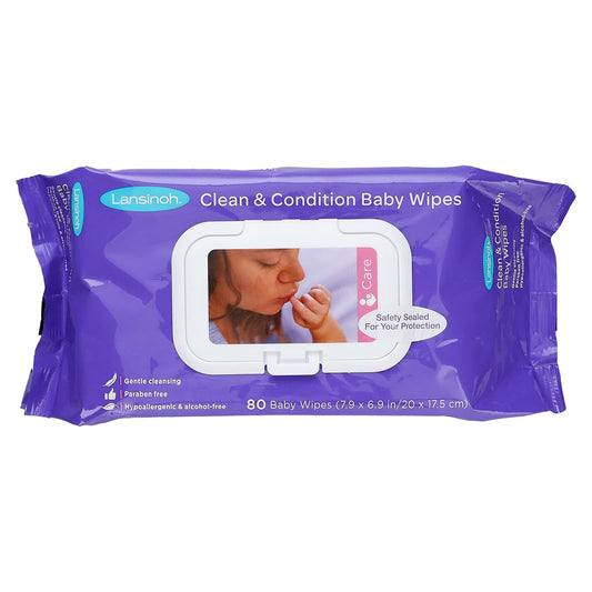 Lansinoh-Clean & Condition Baby Wipes-80 Wipes