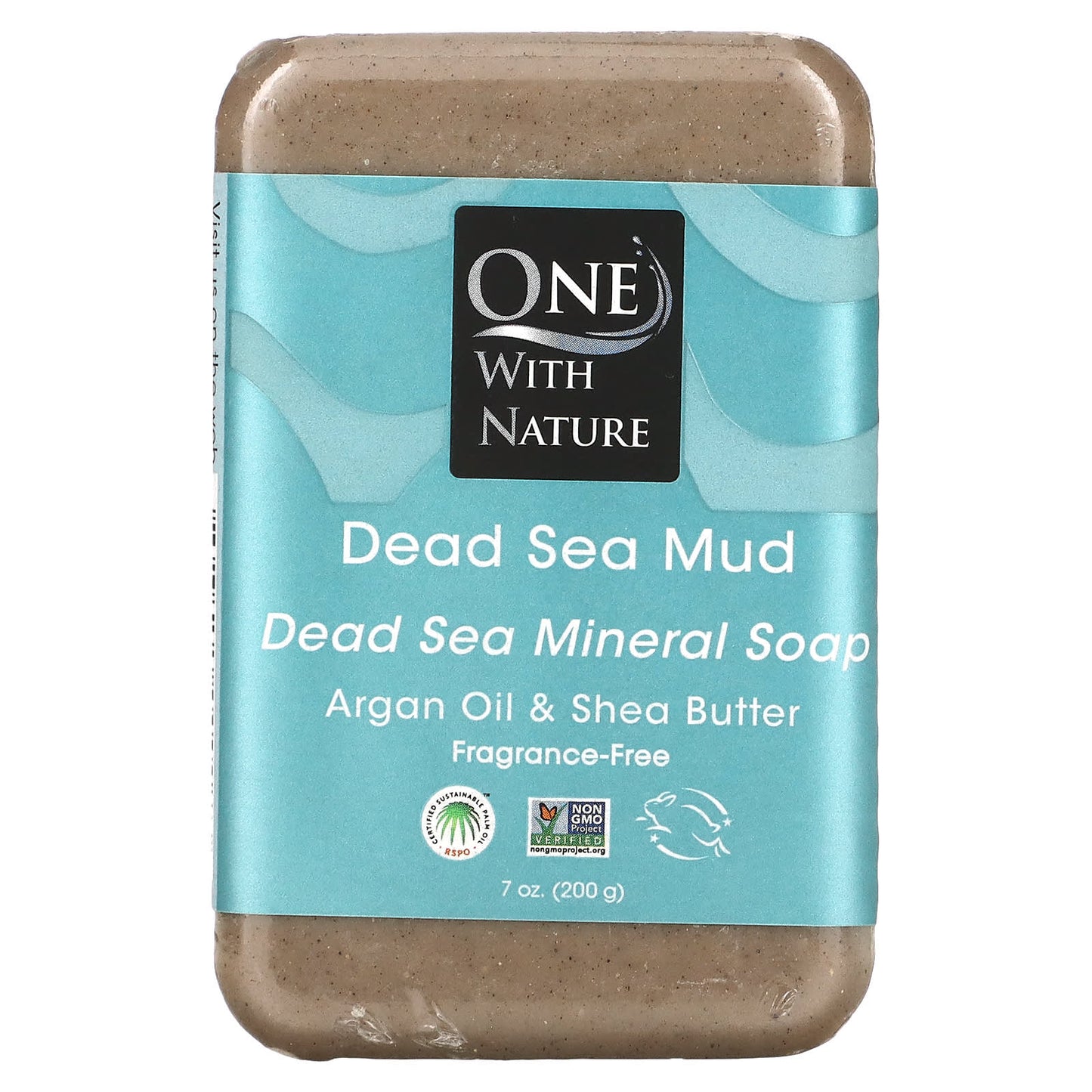 One with Nature-Dead Sea Mineral Soap Bar-Dead Sea Mud-Fragrance-Free-7 oz (200 g)