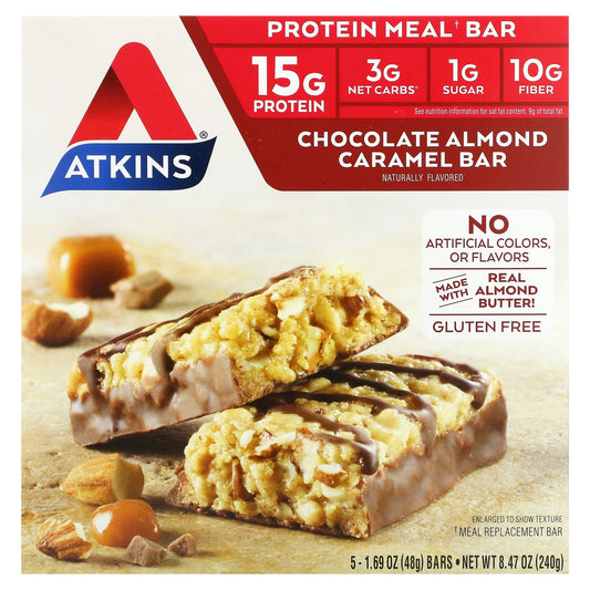 Atkins-Protein Meal Bar-Chocolate Almond Caramel-5 Bars-1.69 oz (48 g) Each