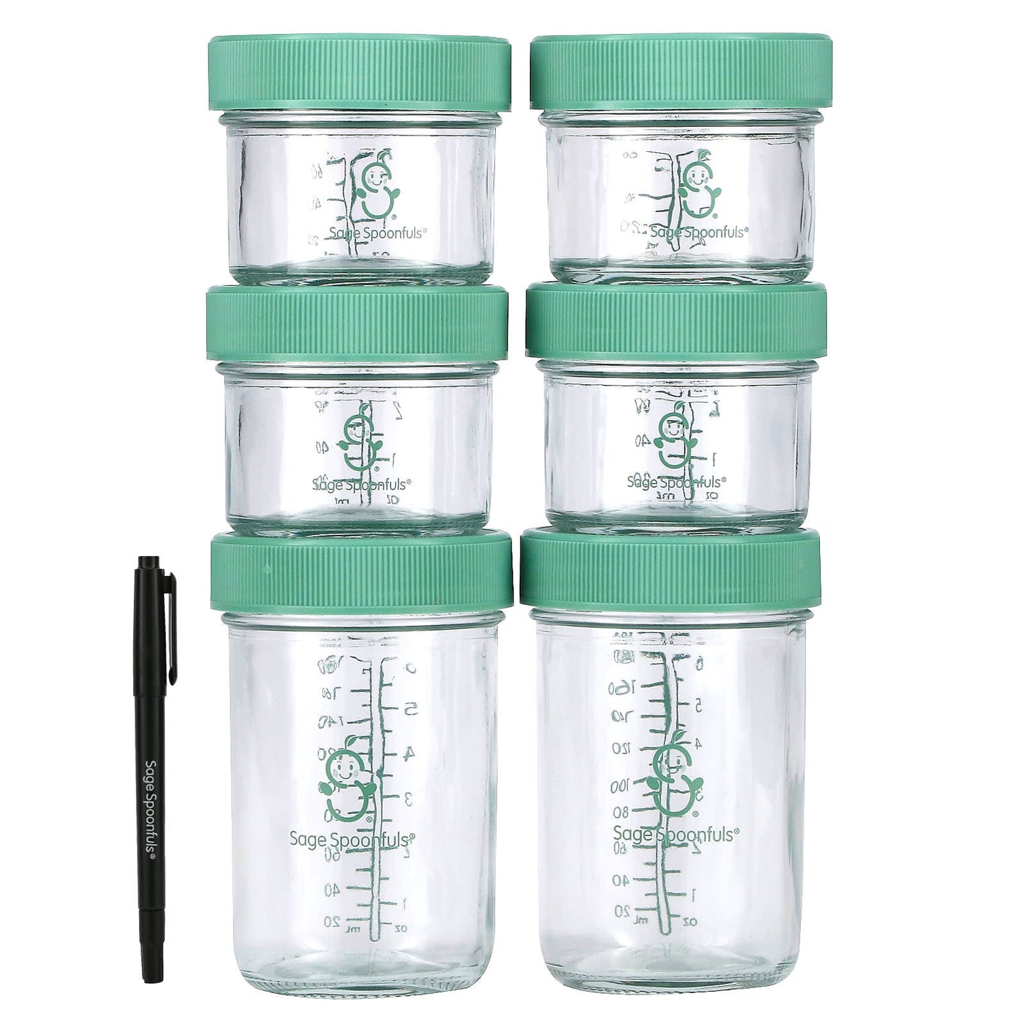 Sage Spoonfuls-Glass Baby Food Storage Jars-6 Pack