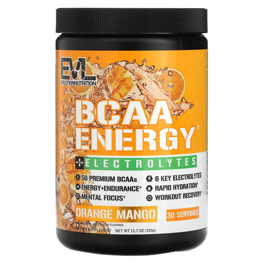 EVLution Nutrition-BCAA Energy Plus Electrolytes-Orange Mango-11.7 oz (333 g)