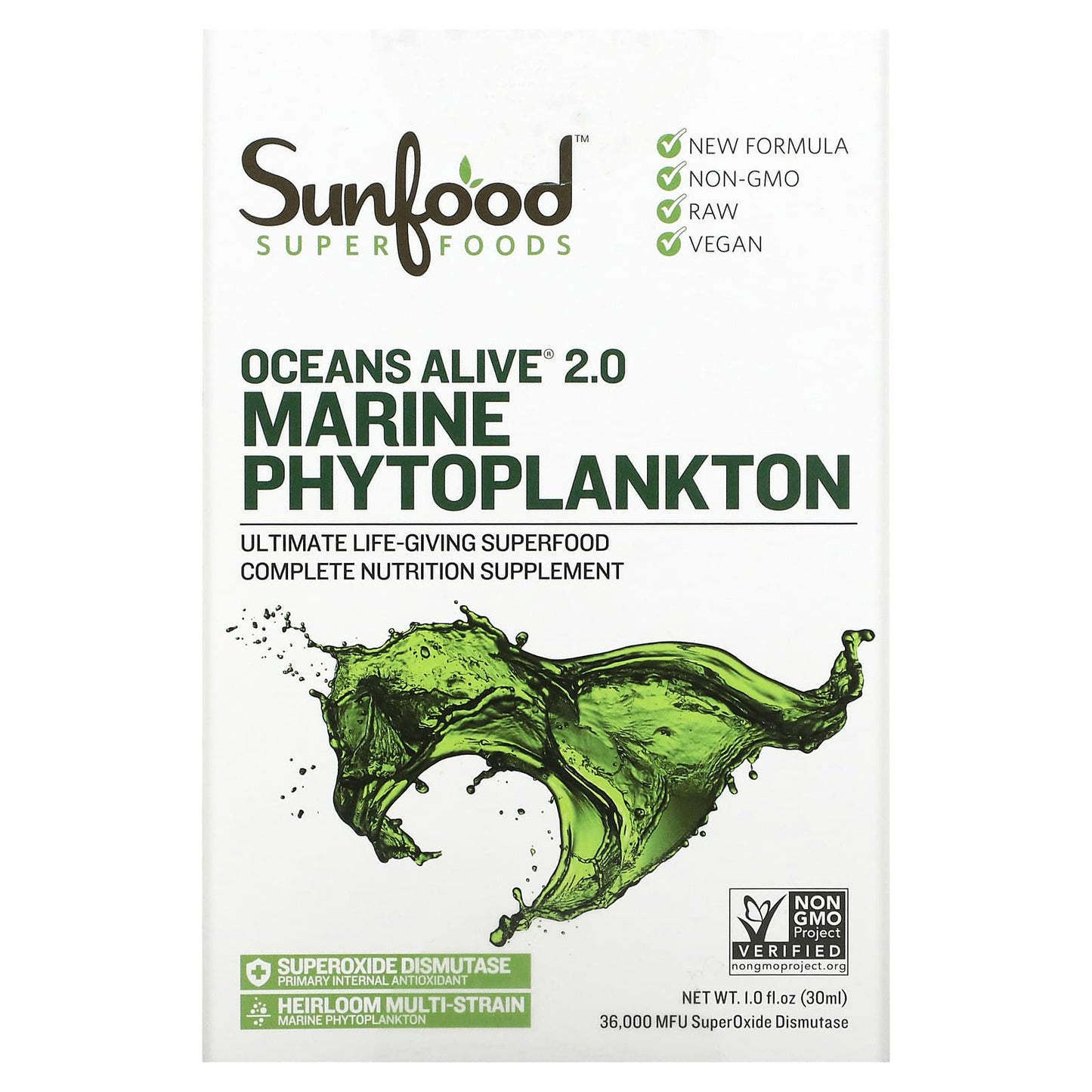 Sunfood-Ocean's Alive 2.0 Marine Phytoplankton-1 fl oz (30 ml)