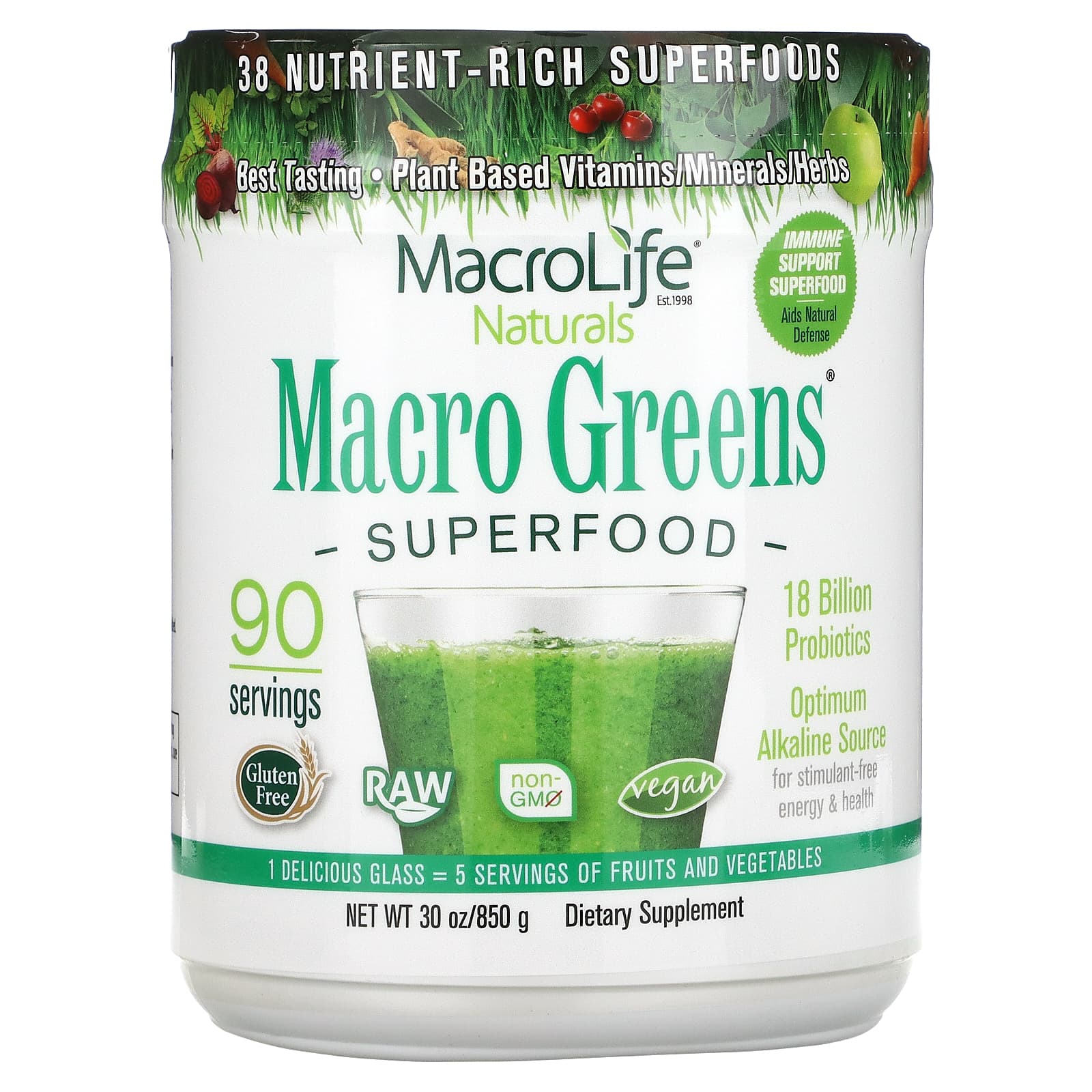 Macrolife Naturals-Macro Greens-Superfood-30 oz (850 g)