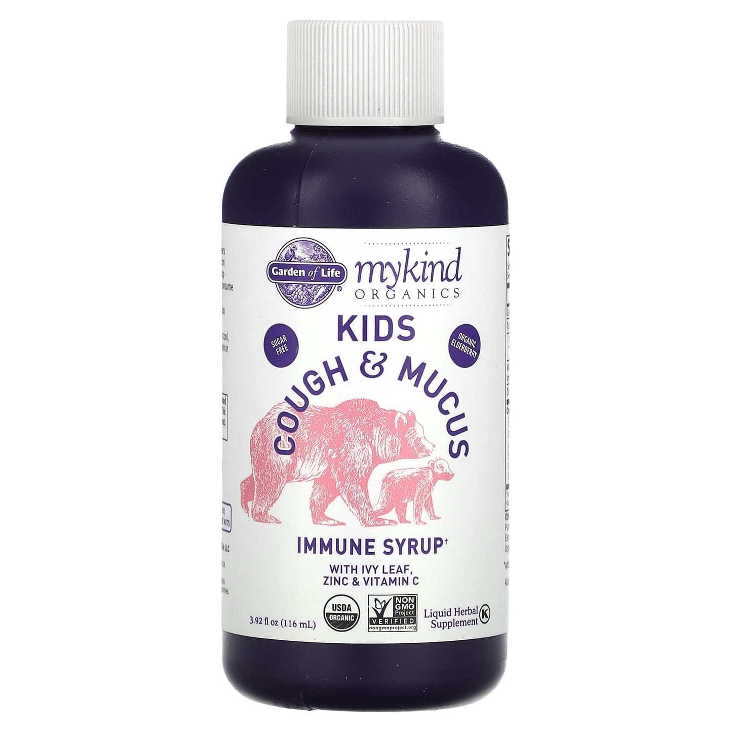 Garden of Life, Mykind Organics, Kids Cough & Mucus, Immune Syrup with Ivy Leaf, Zinc & Vitamin C, 3.92 fl oz (116 ml)