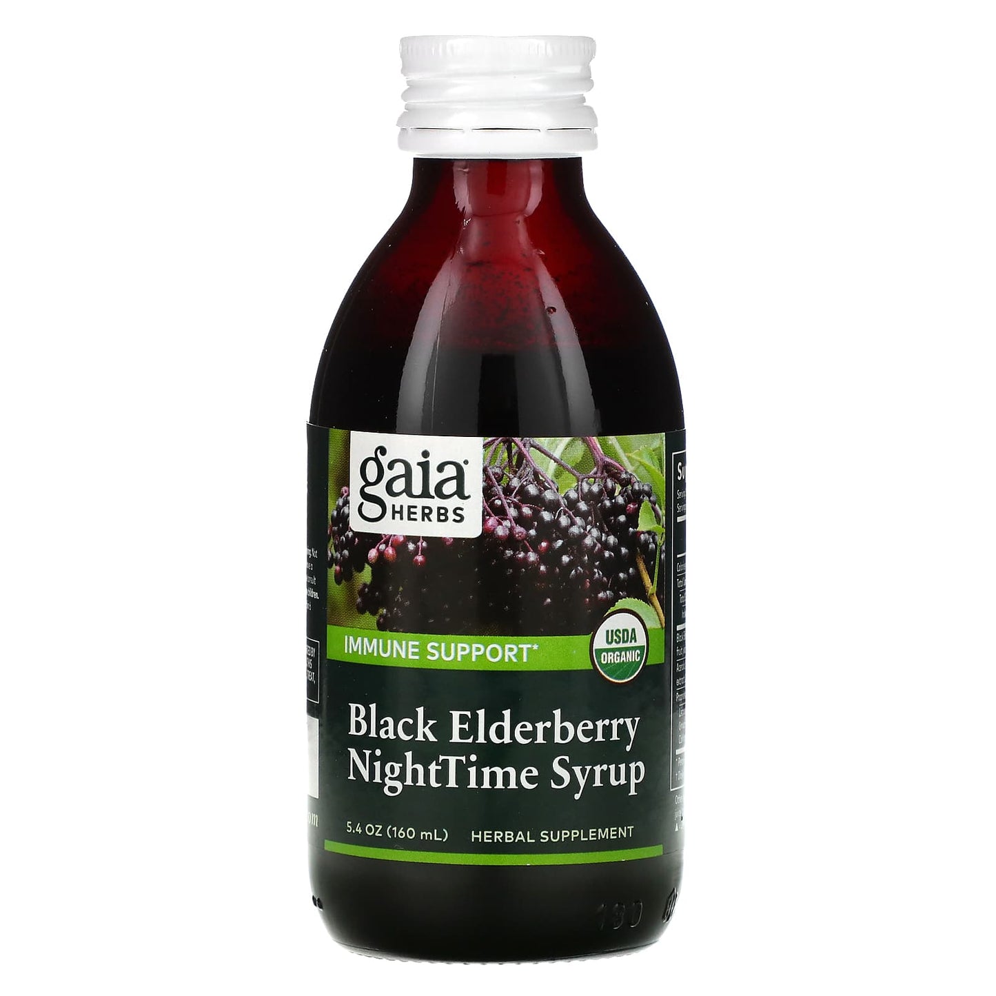 Gaia Herbs, Black Elderberry NightTime Syrup, 5.4 fl oz (160 ml)