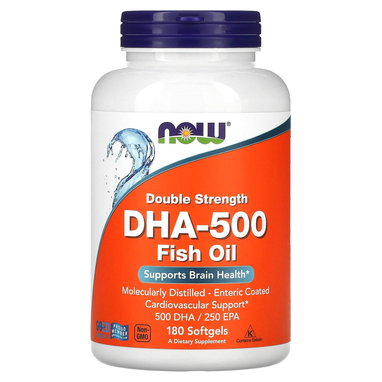 NOW Foods-Double Strength DHA-500 Fish Oil-180 Softgels