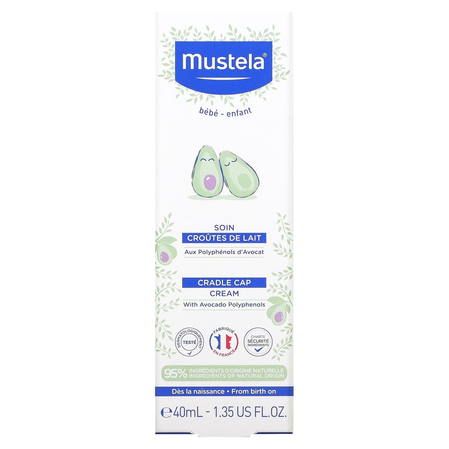 Mustela, Cradle Cap Cream, Fragrance Free, 1.35 fl oz (40 ml)