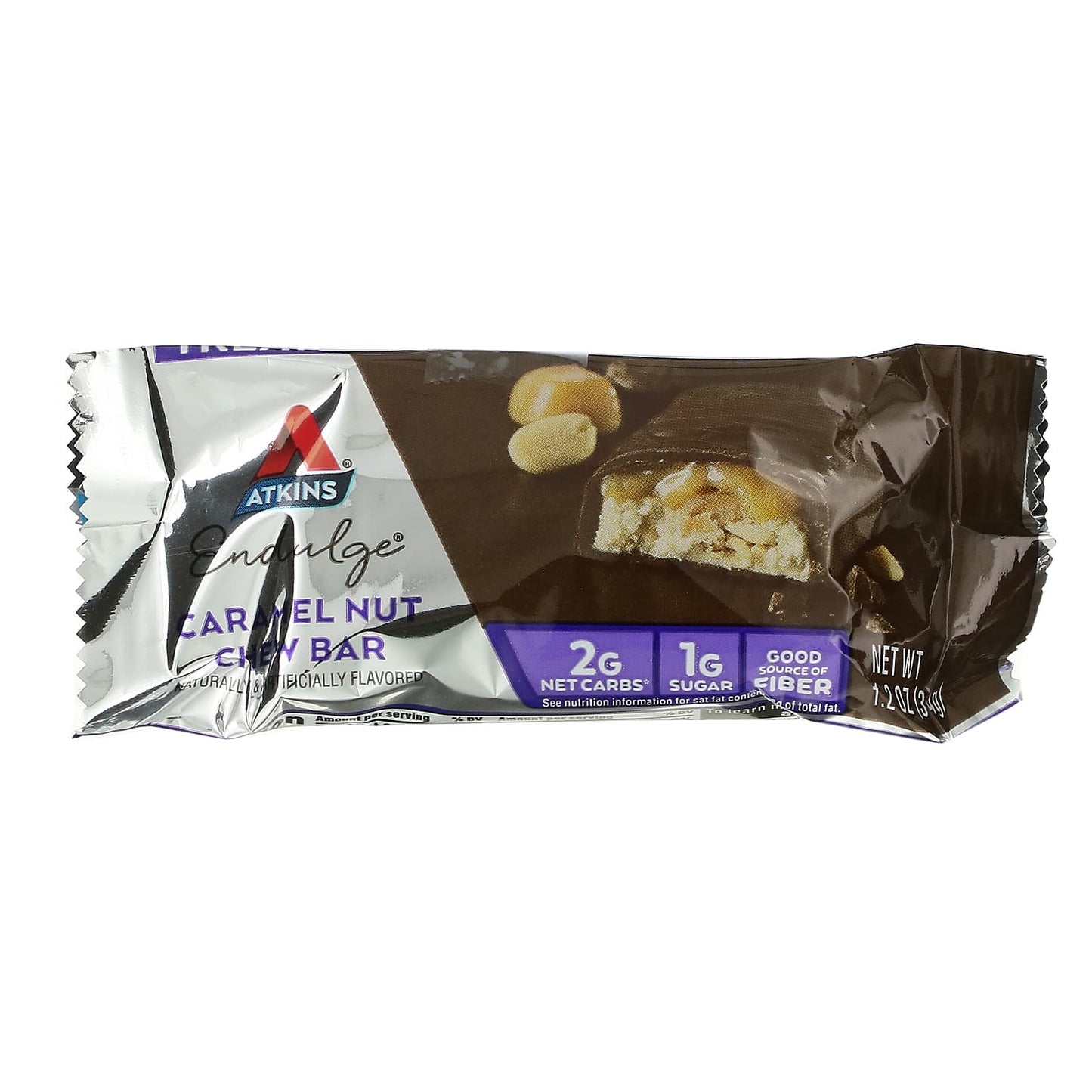 Atkins, Endulge, Caramel Nut Chew Bar, 5 Bars, 1.2 oz (34 g) Each