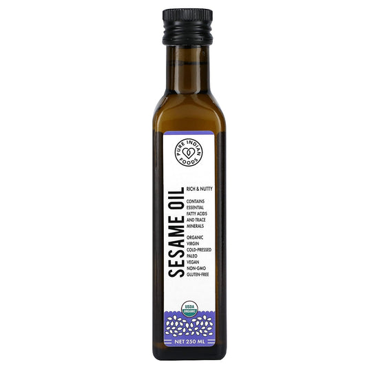 Pure Indian Foods-Organic Cold Pressed Virgin Sesame Oil-250 ml