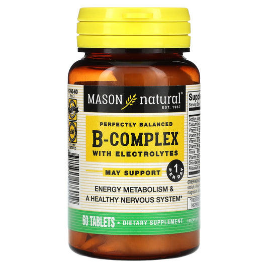 Mason Natural-Perfectly Balanced B-Complex with Electrolytes-60 Tablets