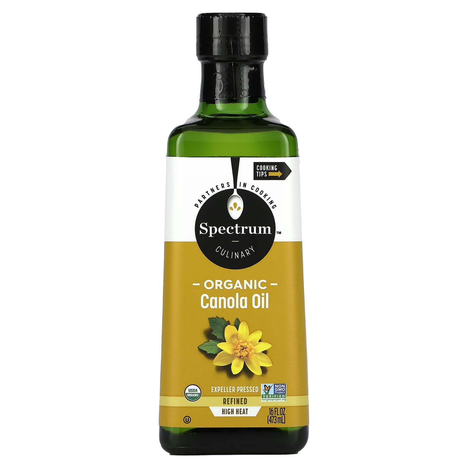 Spectrum Culinary-Organic Canola Oil-Expeller Pressed-Refined-16 fl oz (473 ml)