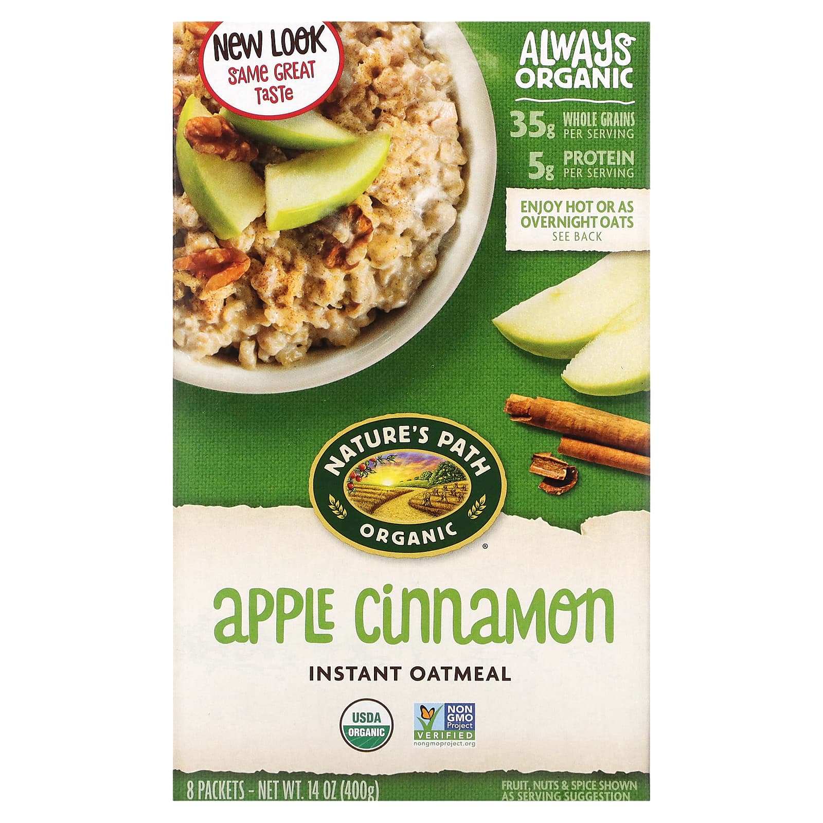 Nature's Path-Organic Instant Oatmeal-Apple Cinnamon-8 Packets-14 oz (400 g)