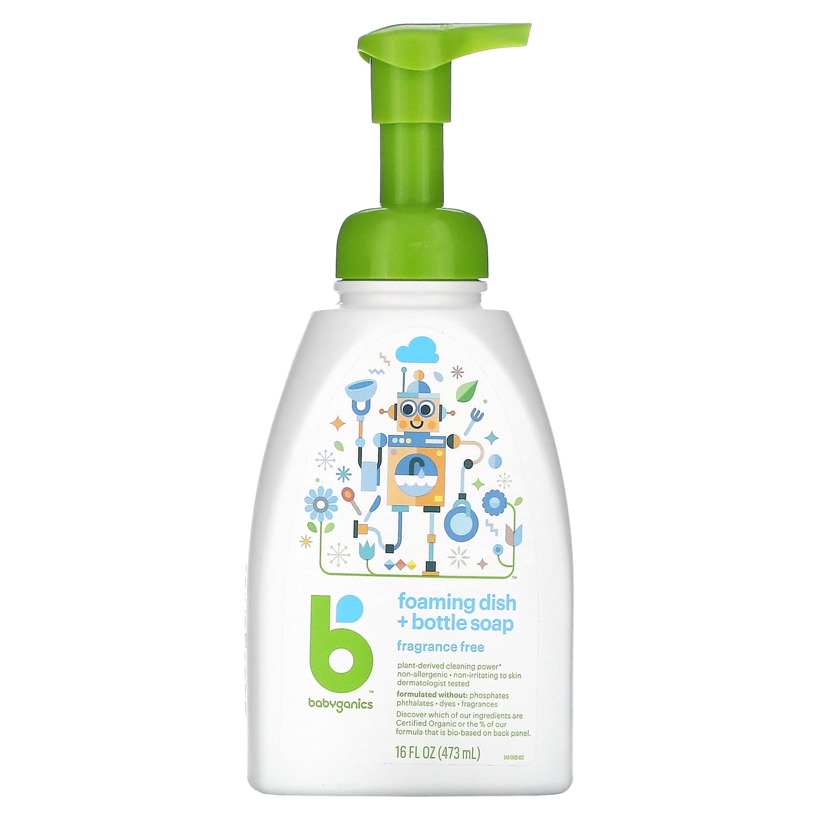 Babyganics-Foaming Dish + Bottle Soap-Fragrance Free-16 fl oz (473 ml)