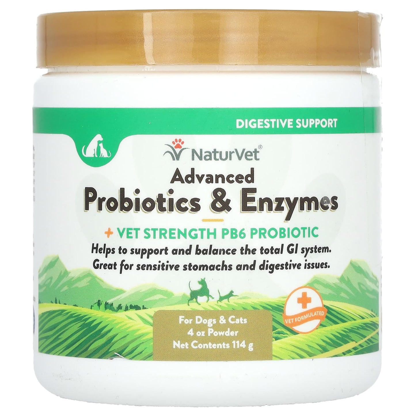 NaturVet-Advanced Probiotics & Enzymes + Vet Strength PB6 Probiotic-For Dogs & Cats-4 oz (114 g)